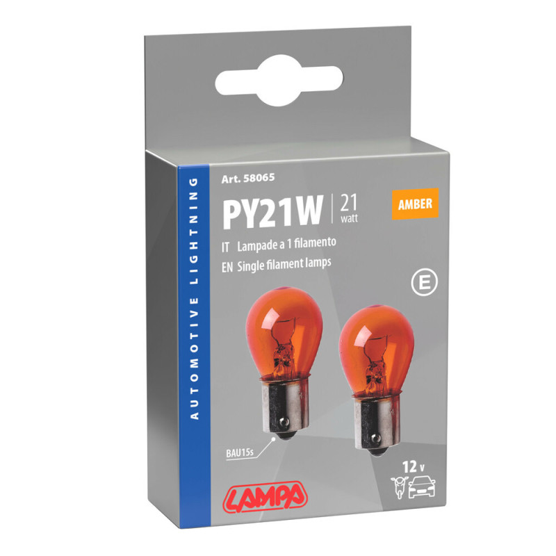 LAMPARA 1 POLO AMBAR  2 UND  PY21W  12V