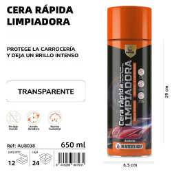CERA RAPIDA LIMPIADORA ( TRANSPARENTE ) 650 ML.